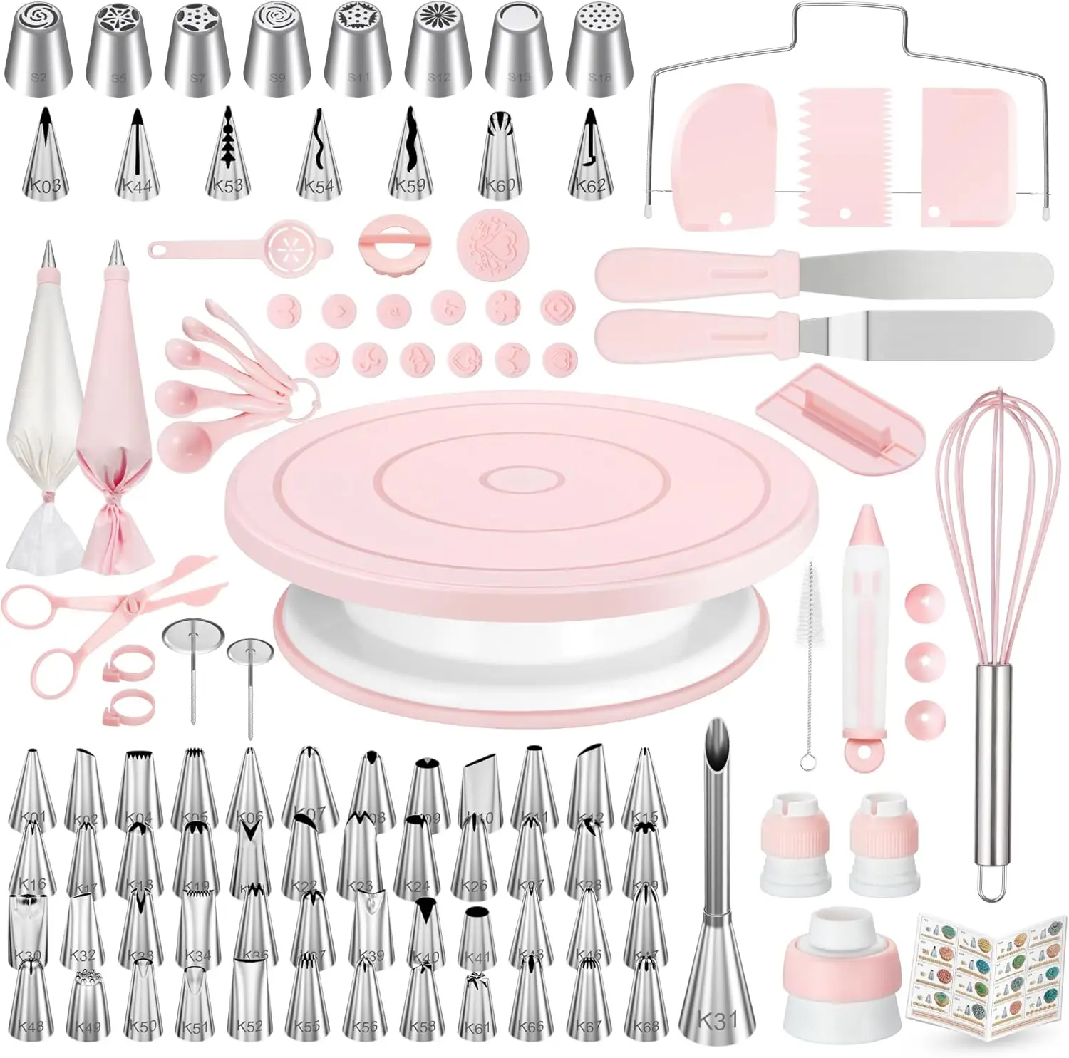 Cake Decorating Turntable - طقم تزيين الكيك 158 قطعة، أدوات
