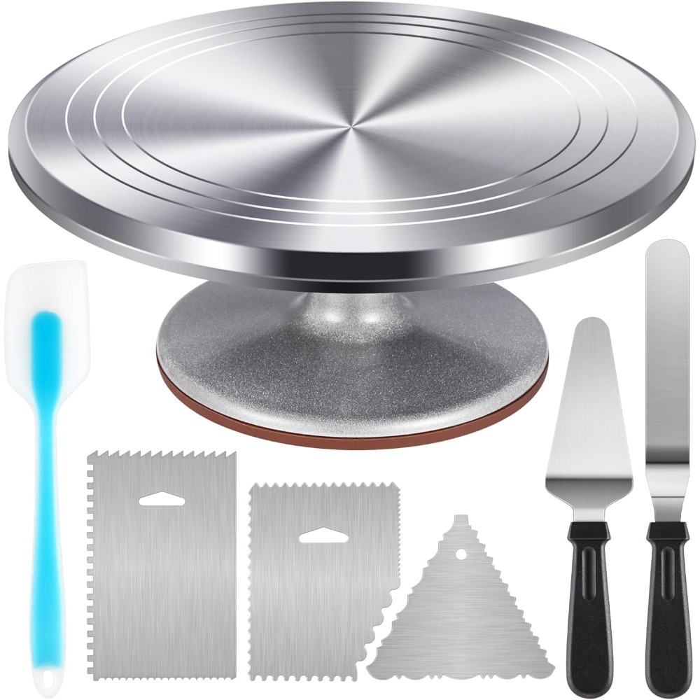 Cake Decorating Turntable - مجموعة أقراص دوارة للكيك من الألومنيوم