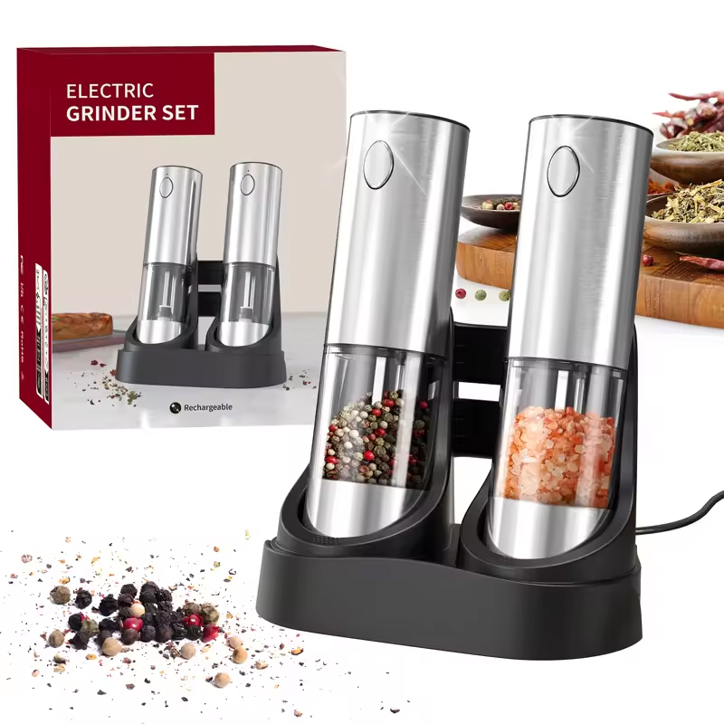 Kitchen Gadgets Electric - 1/2 قطعة مطحنة الملح والفلفل الكهربائية
