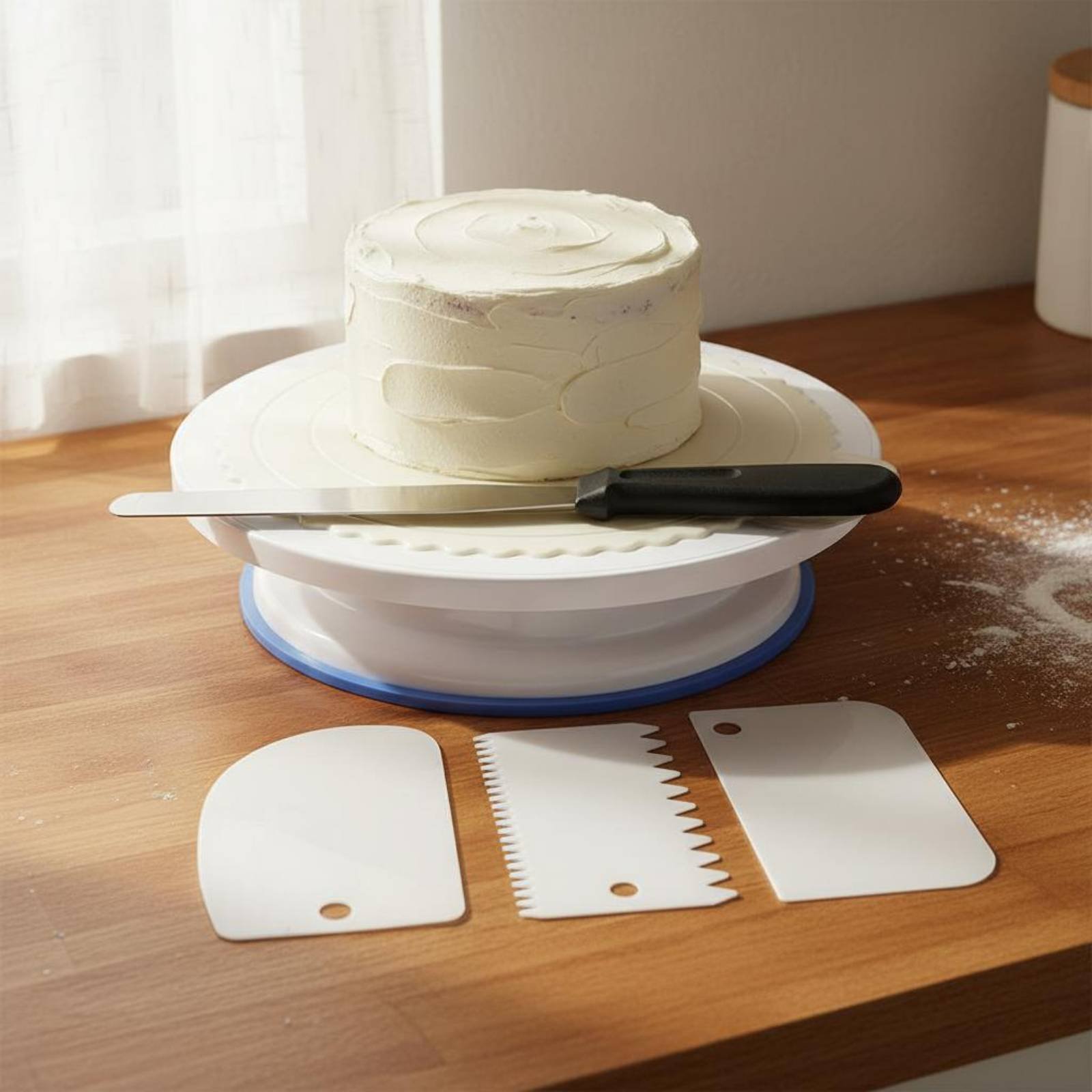 Cake Decorating Turntable - مجموعة أدوات تزيين الكيك مع قاعدة