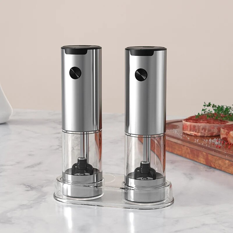 Kitchen Gadgets Electronic - مطحنة فلفل وملح كهربائية أوتوماتيكية مع