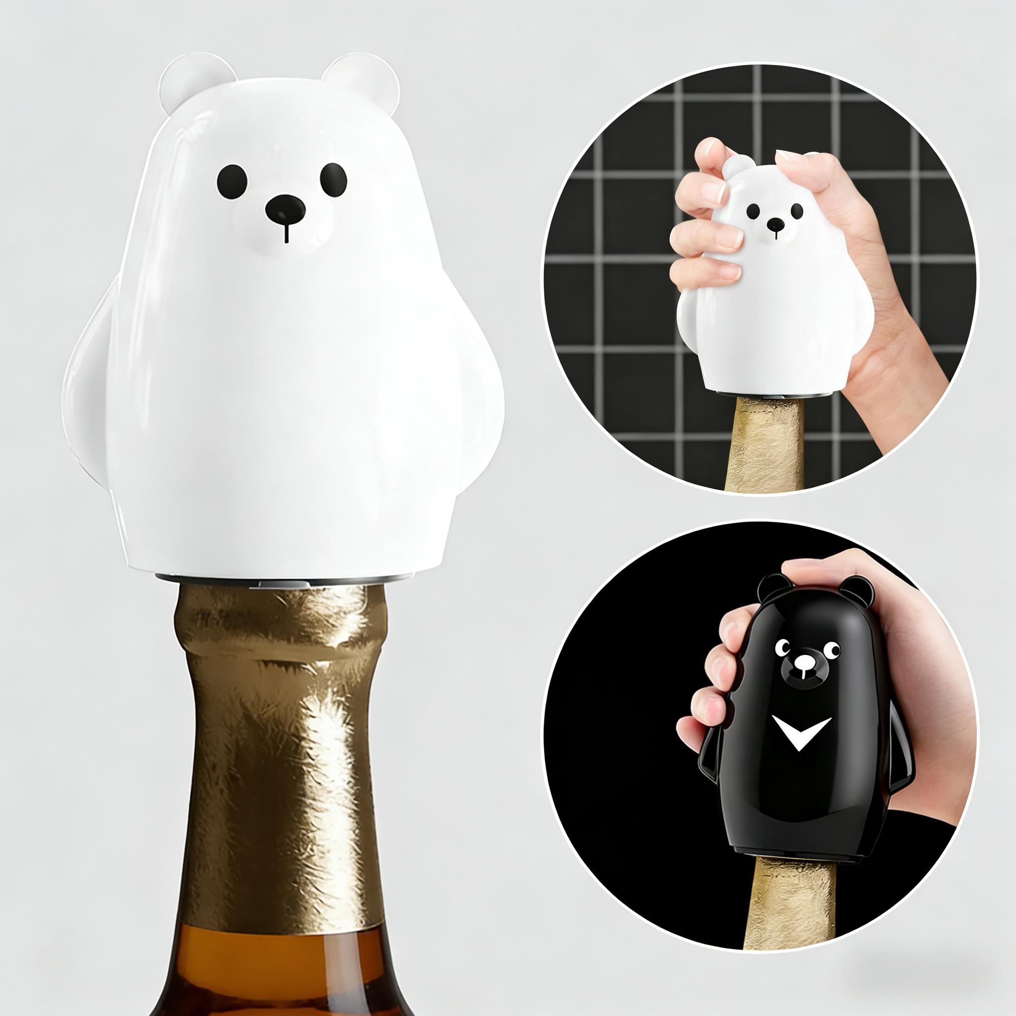 Kitchen Gadgets Gift Ideas - فتاحة زجاجات الدب اللطيفة باللونين الأبيض