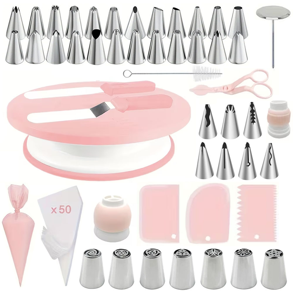 طقم تزيين الكيك 100 قطعة، مجمو - مراجعة Cake Decorating Turntable وسعره