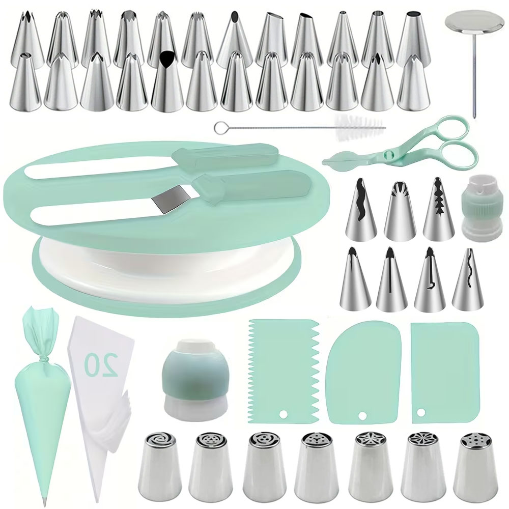 طقم تزيين الكيك 100 قطعة، مجمو - مراجعة Cake Decorating Turntable وسعره