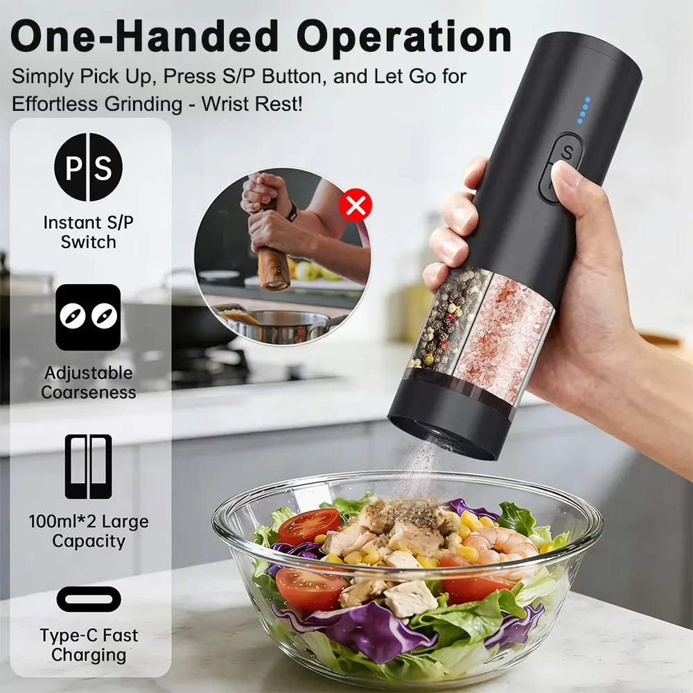 مطحنة كهربائية للملح والفلفل ت - مراجعة Kitchen Gadgets Electronic وسعره