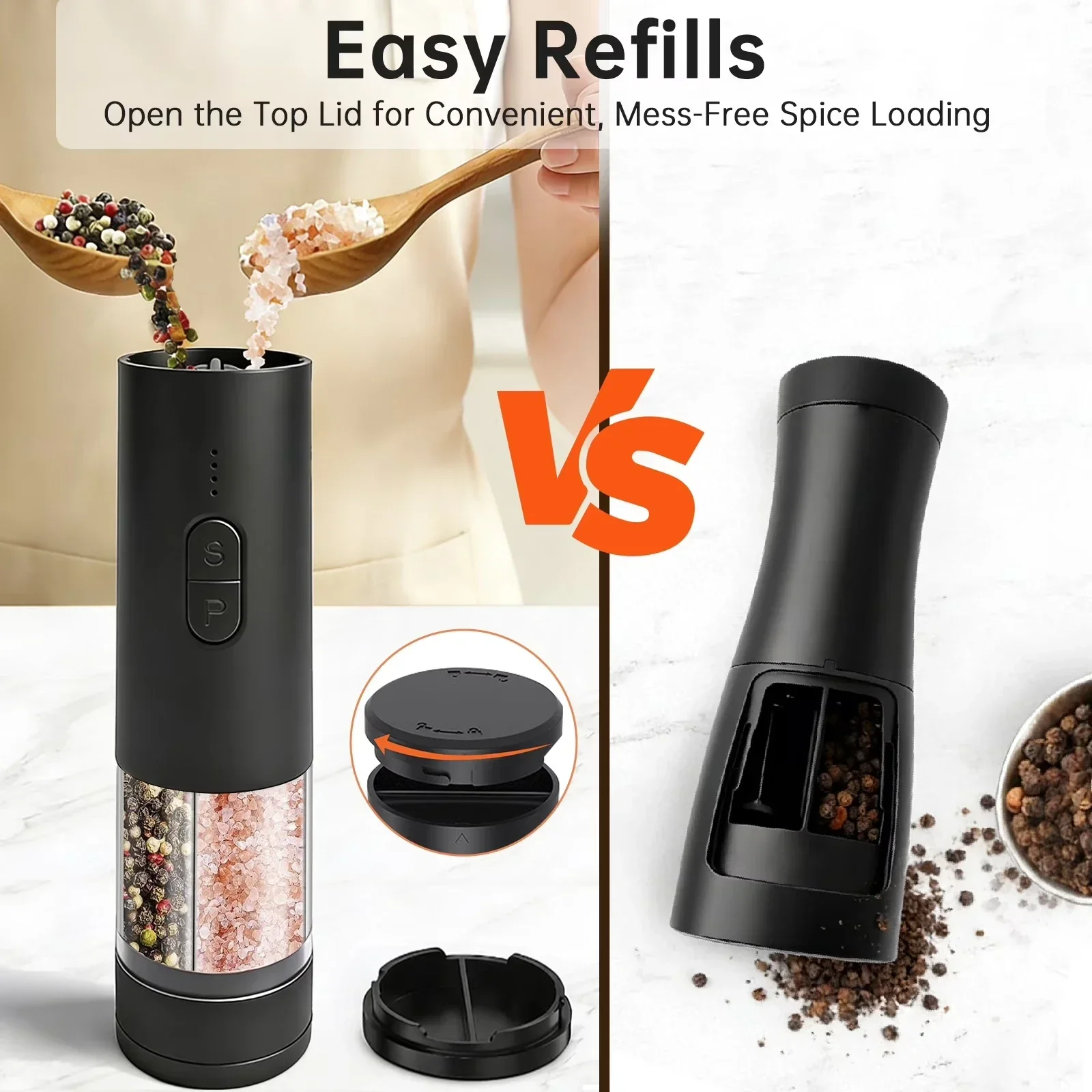 مطحنة كهربائية للملح والفلفل ت - مراجعة Kitchen Gadgets Electronic وسعره