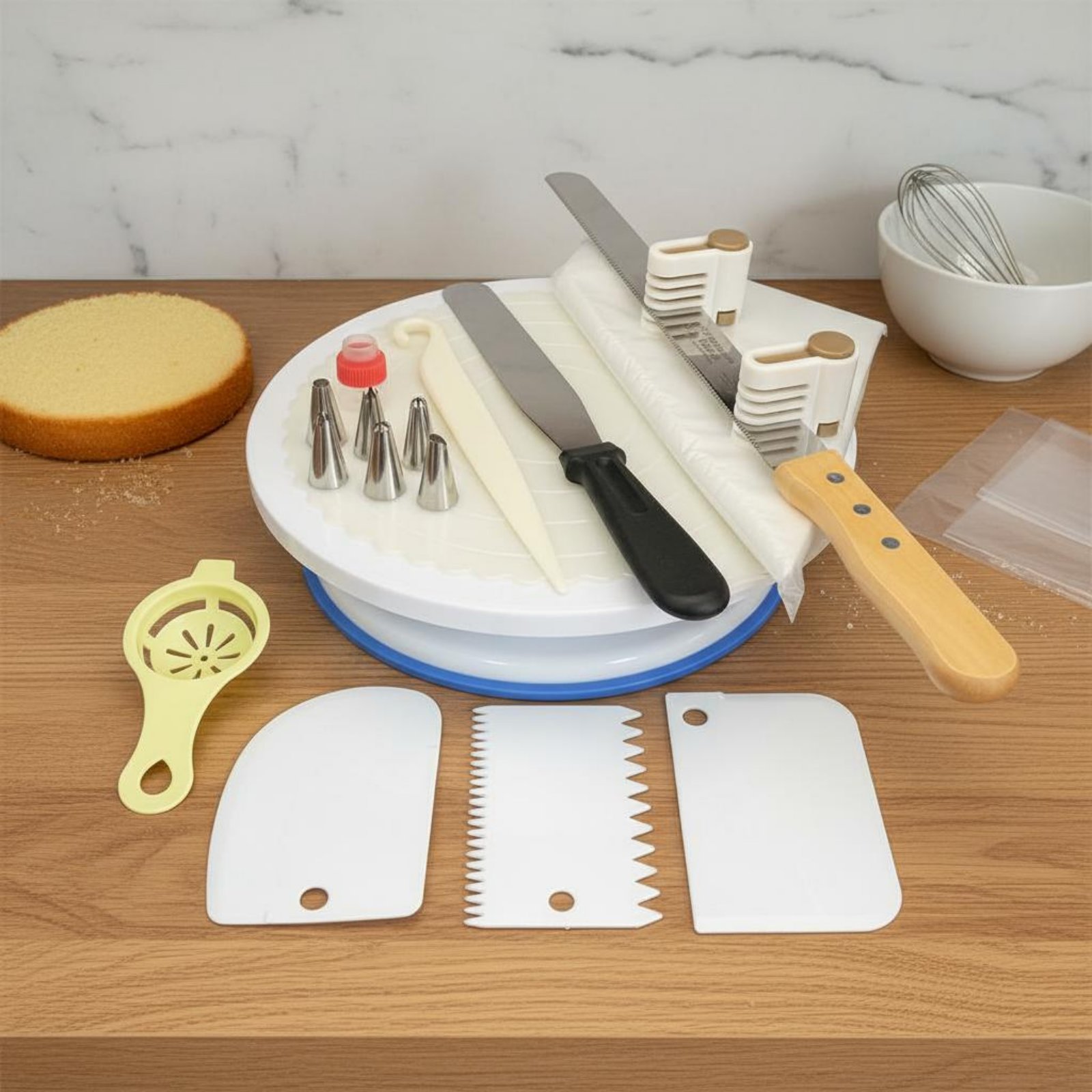 مجموعة أدوات تزيين الكيك مع قا - مراجعة Cake Decorating Turntable وسعره