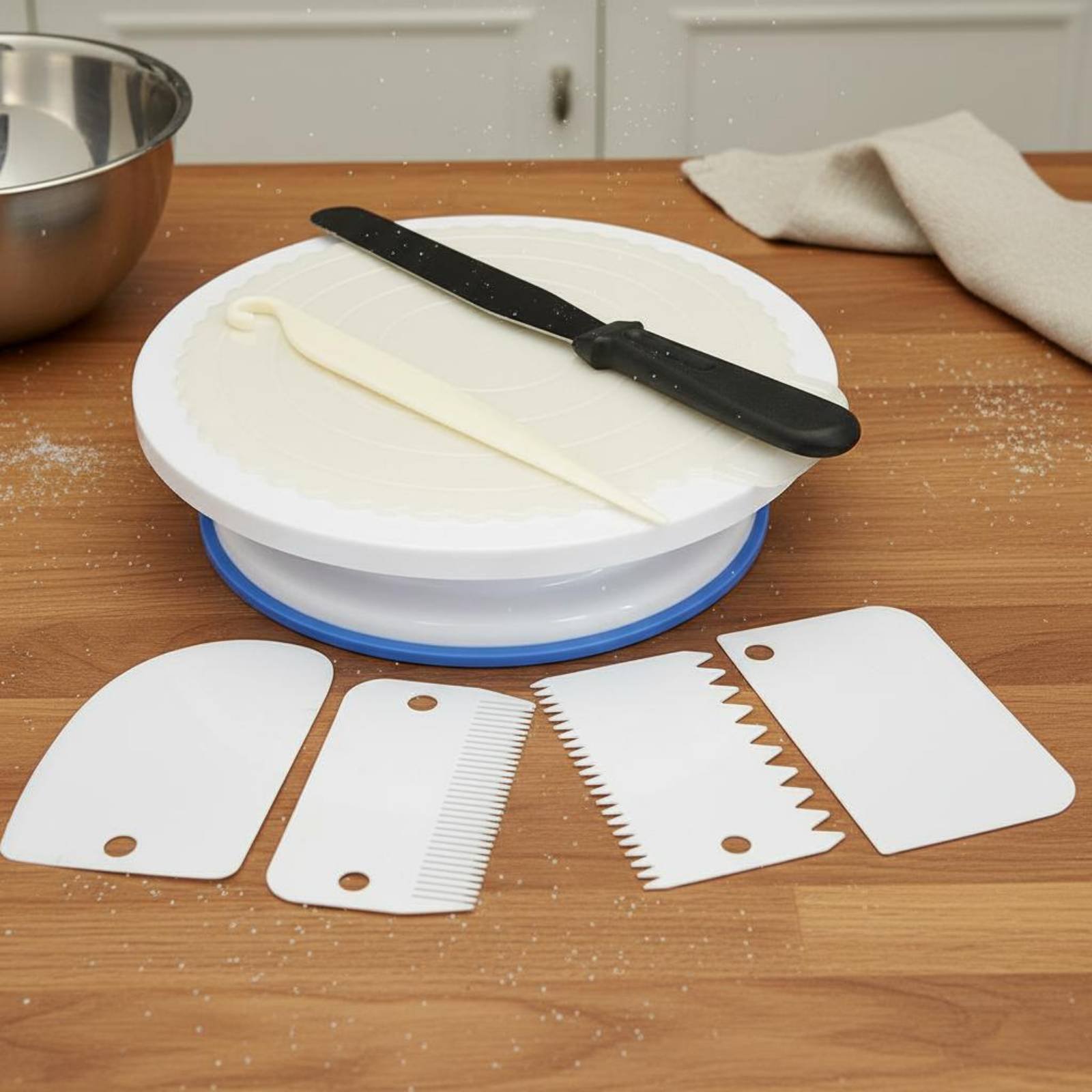 مجموعة أدوات تزيين الكيك مع قا - مراجعة Cake Decorating Turntable وسعره