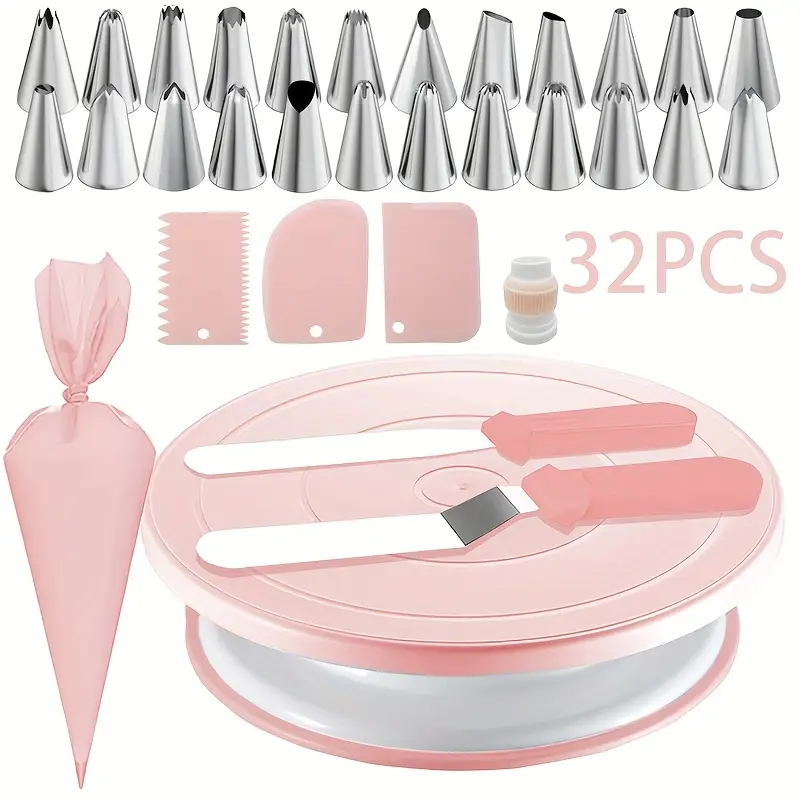 32 قطعة مجموعة تزيين الكيك مع  - مراجعة Cake Decorating Turntable وسعره