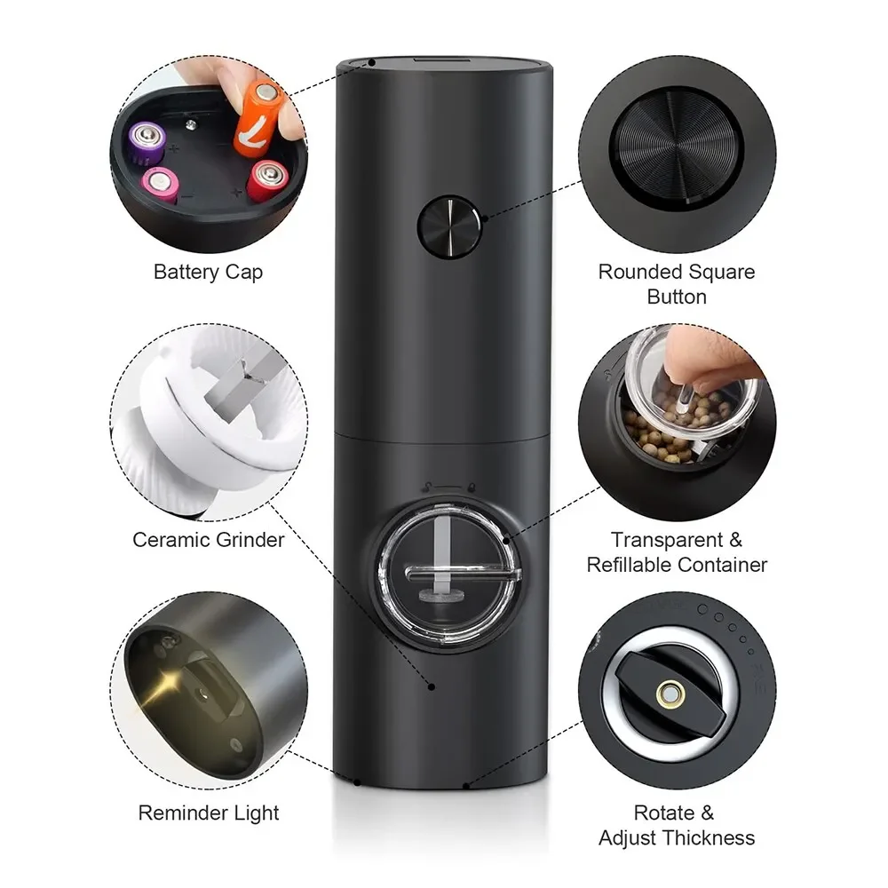 مطحنة ملح وفلفل كهربائية مع خش - مراجعة Kitchen Gadgets Electric وسعره