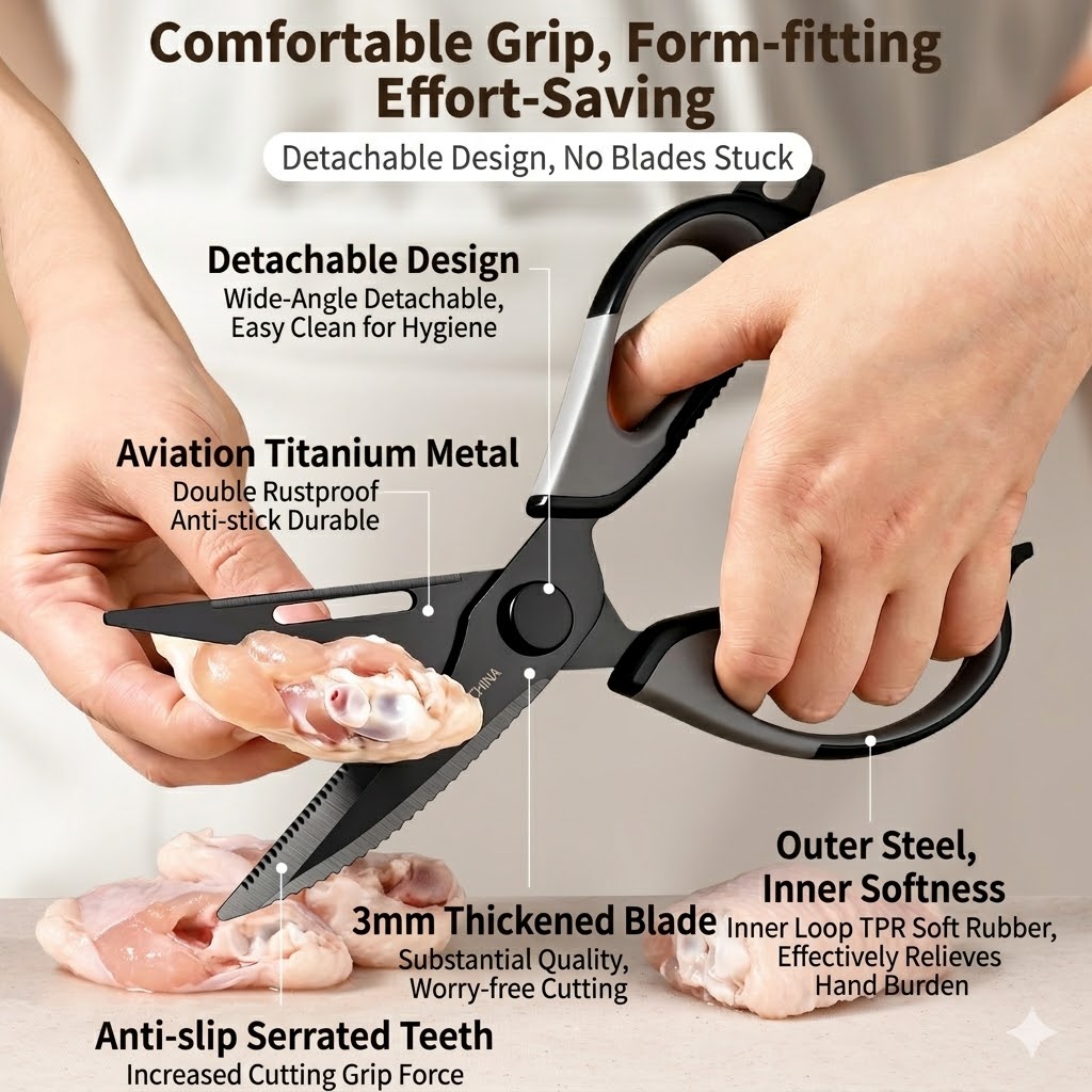 مقص مطبخ من التيتانيوم لقطع عظ - مراجعة Quality Kitchen Gadgets وسعره