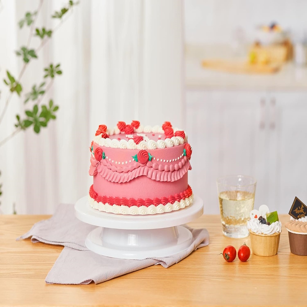 طقم قاعدة كيك دوارة بلاستيكية  - مراجعة Cake Decorating Turntable وسعره